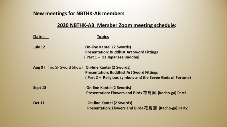 Zoom meeting schedule or Kantei presentation